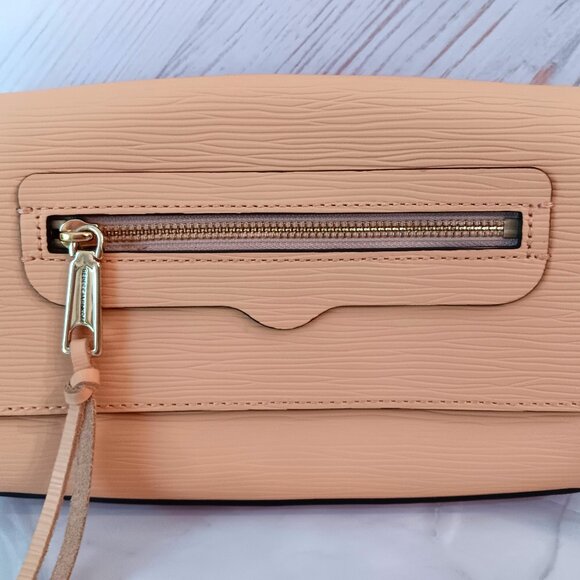 NWT REBECCA MINKOFF "AVERY" Leather Crossbody Bag Beautiful Apricot Color - Picture 2 of 10